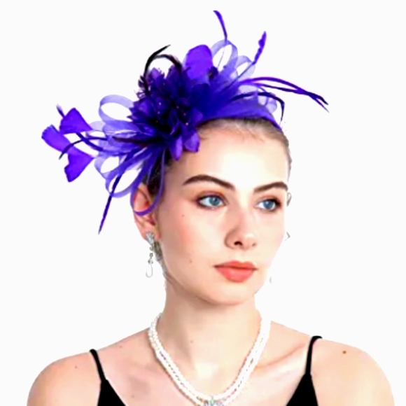 Kentucky Derby Gorgeous Fascinator Hat Tea Cocktail Party Purple NWT - Picture 1 of 4
